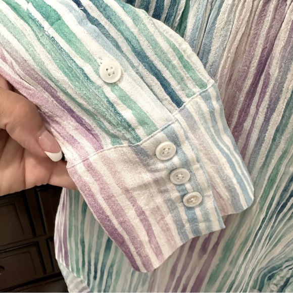 Soft Surroundings Button Front Striped Tunic Long Sleeve Size Small - Picture 11 of 16